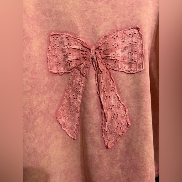 H022 NWT Sage + Fig Top M pp27 Pants L W15 Dusty Pink Bow Lounge Pants Set - Picture 2 of 16